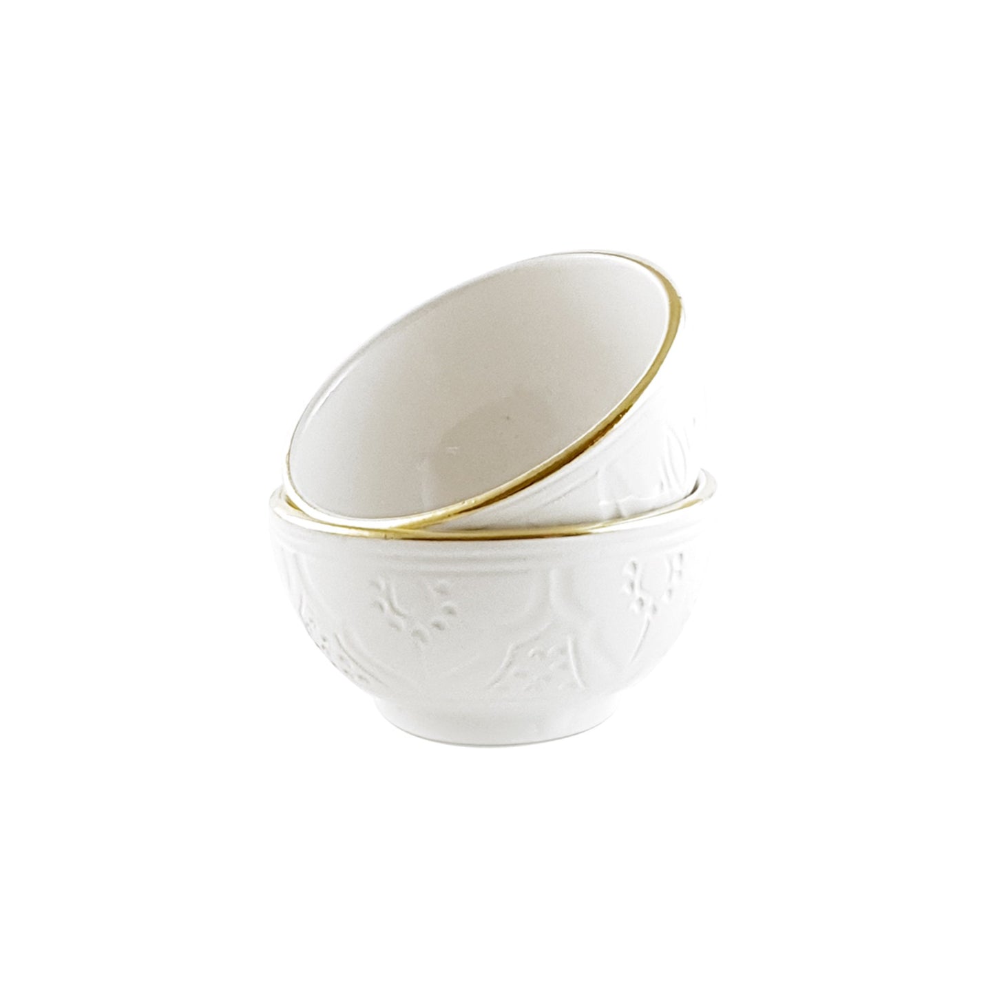 Mini Bowls Impression White Gold Ceramic Set of 2