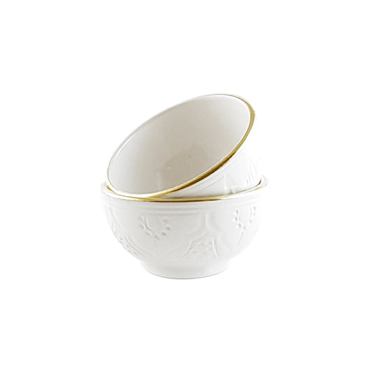 Mini Bowls Impression White Gold Ceramic Set of 2