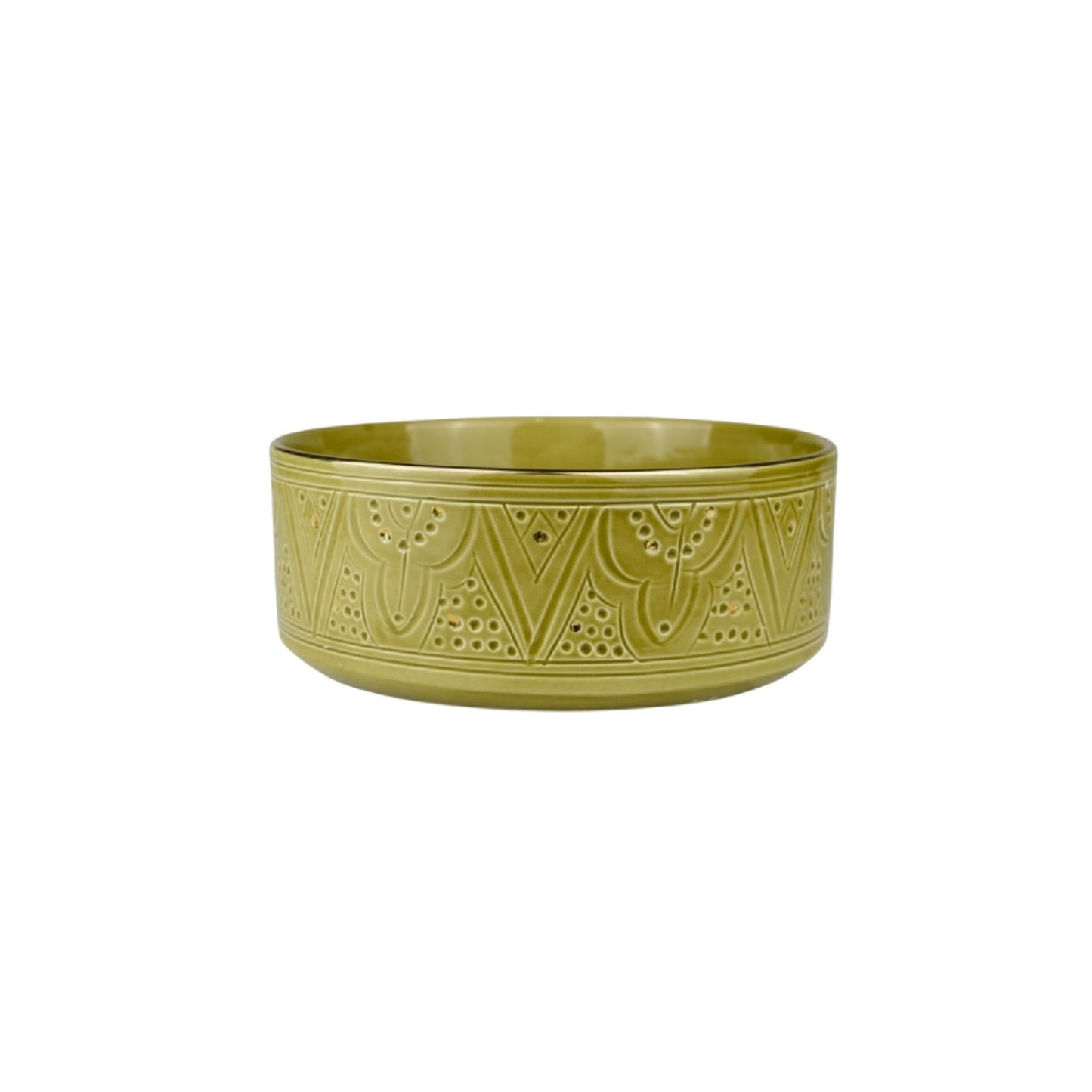 Straight Sided Gold Impression Ceramic Salad Bowl
