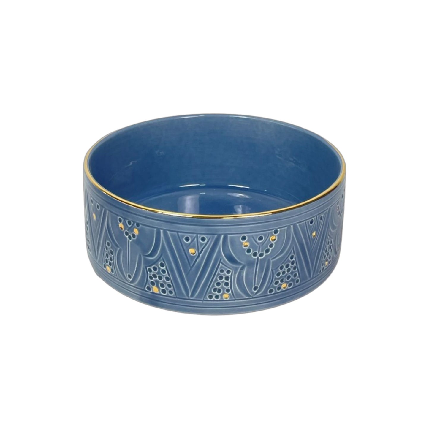 Straight Sided Gold Impression Ceramic Salad Bowl