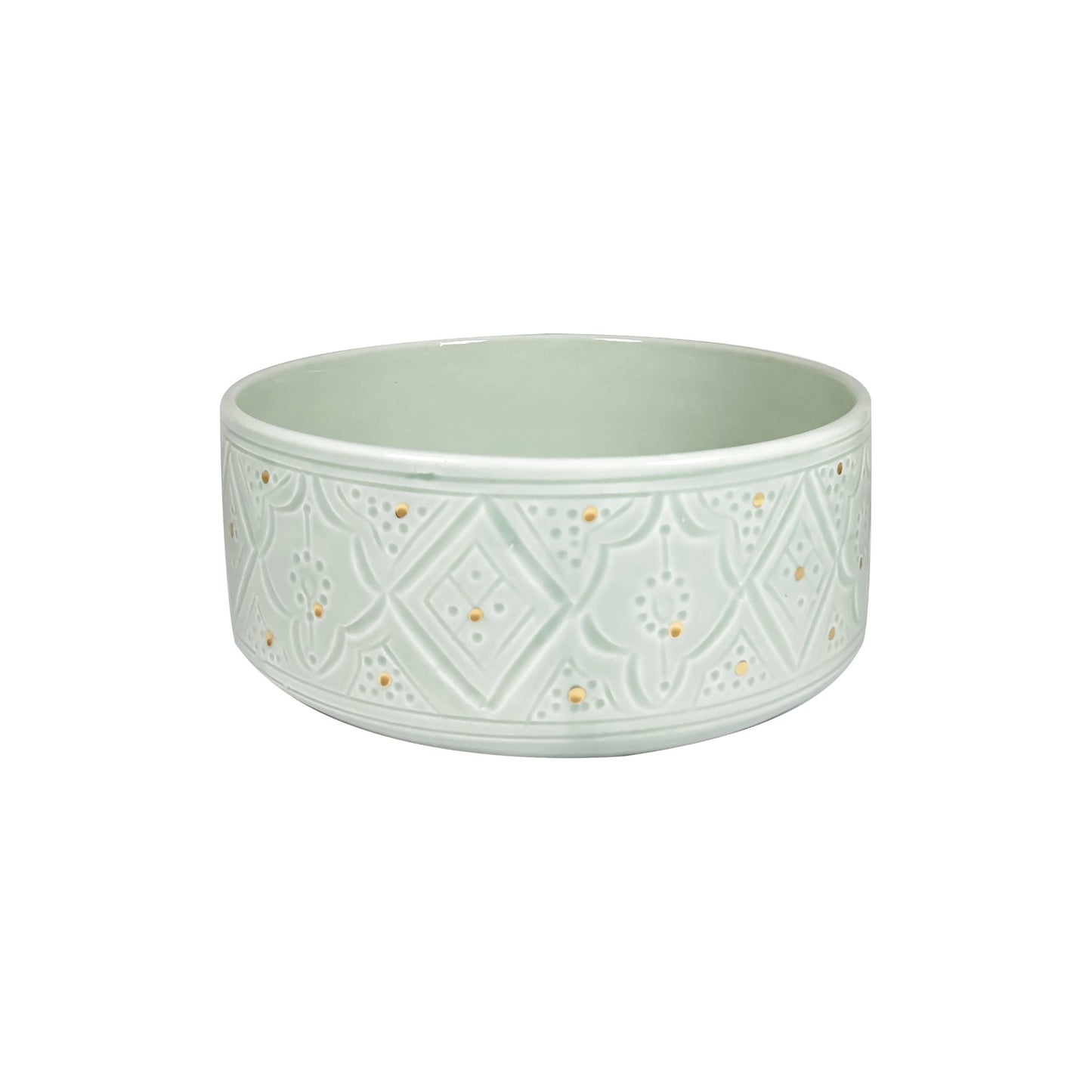 Straight Sided Gold Impression Ceramic Salad Bowl