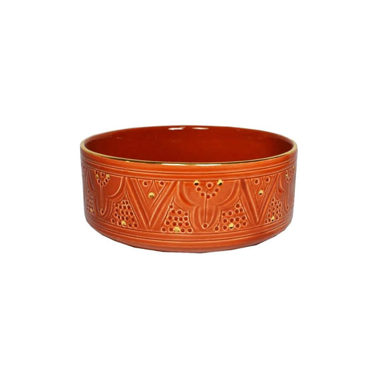 Straight Sided Gold Impression Ceramic Serving Plate