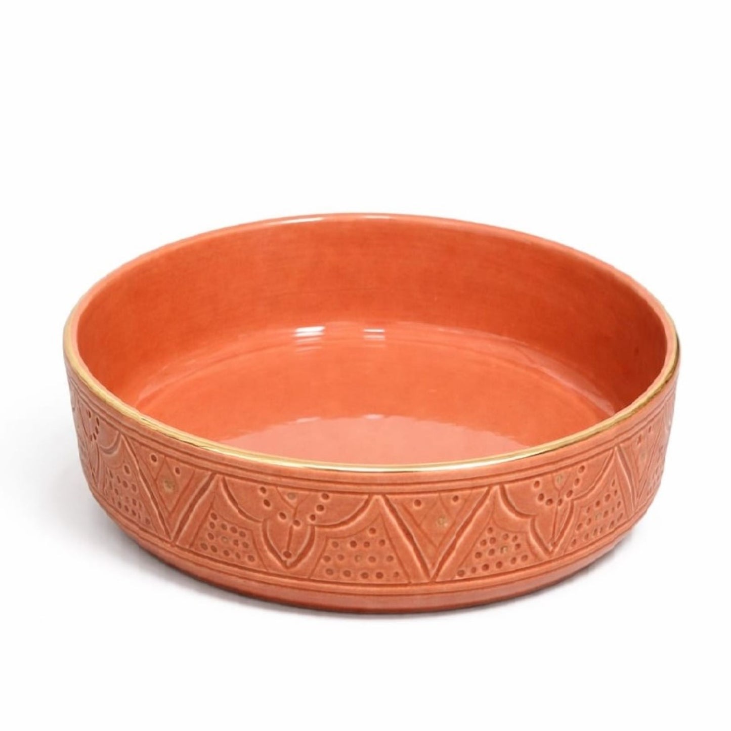 Straight Sided Gold Impression Ceramic Salad Bowl