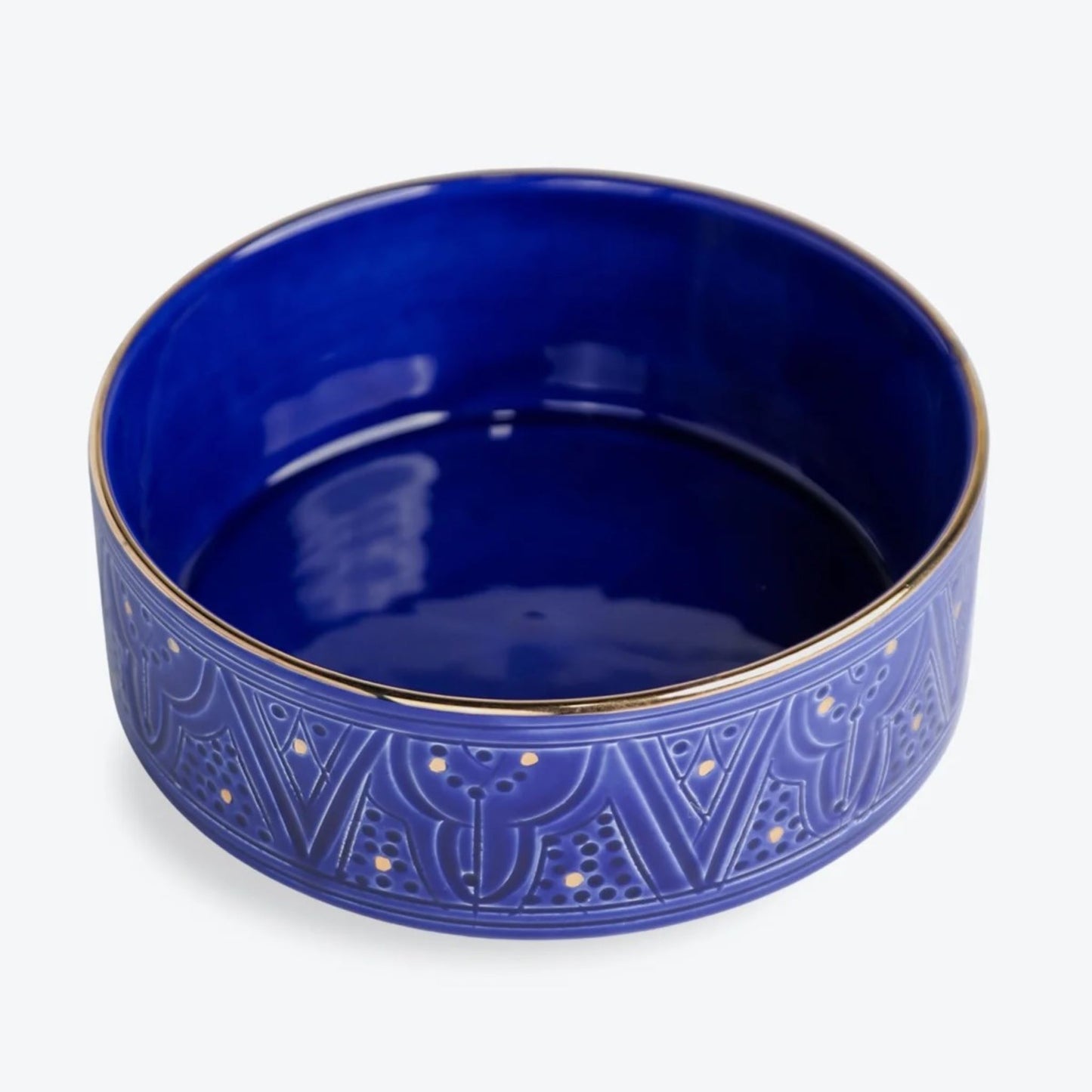 Straight Sided Gold Impression Ceramic Salad Bowl