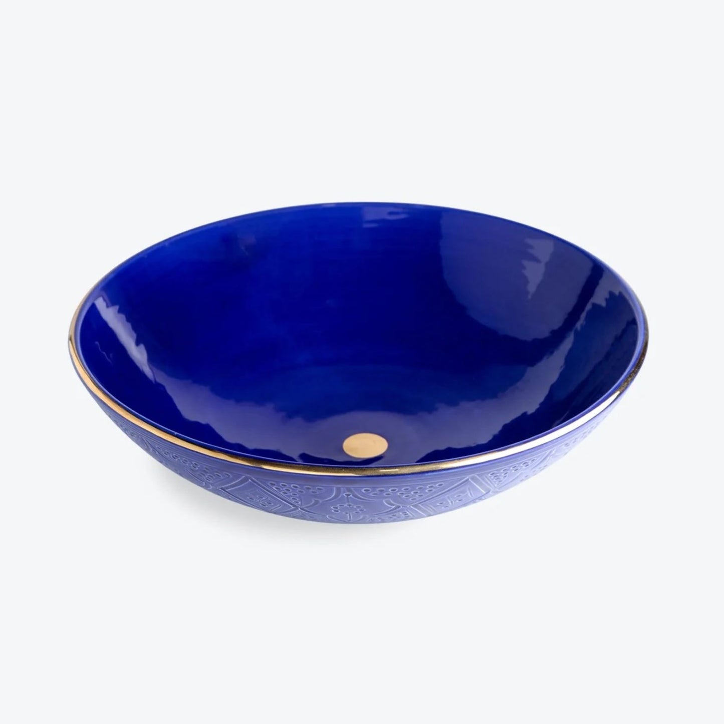 Salad Ceramic Bowl Gold Impression Majorelle Blue