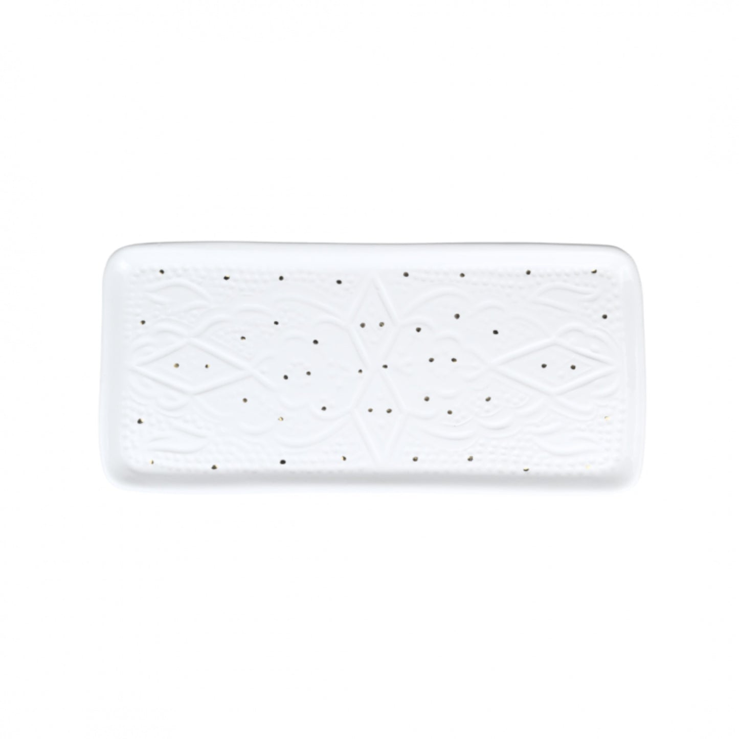 Long Cake Ceramic Tray Impression Gold