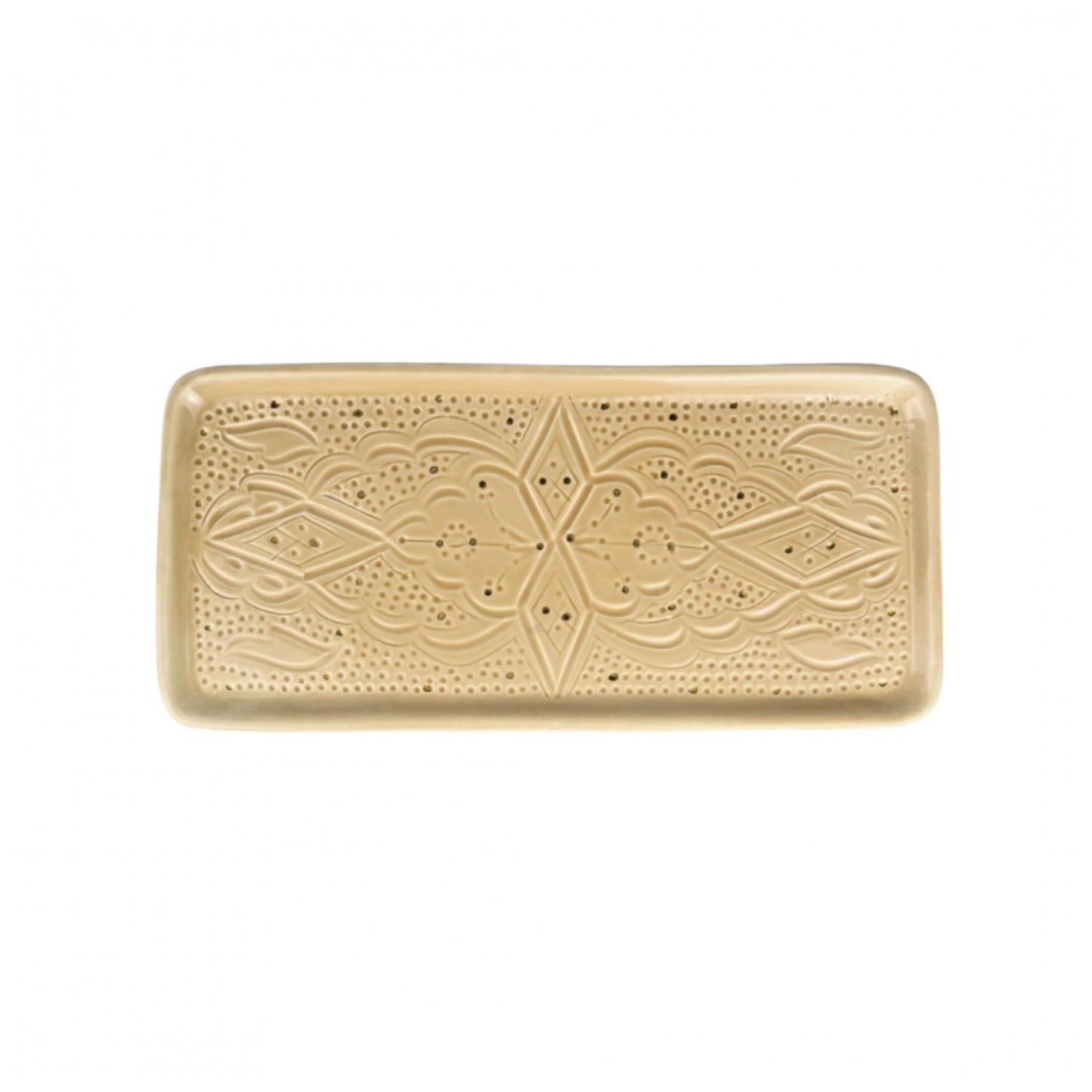 Long Cake Ceramic Tray Impression Gold