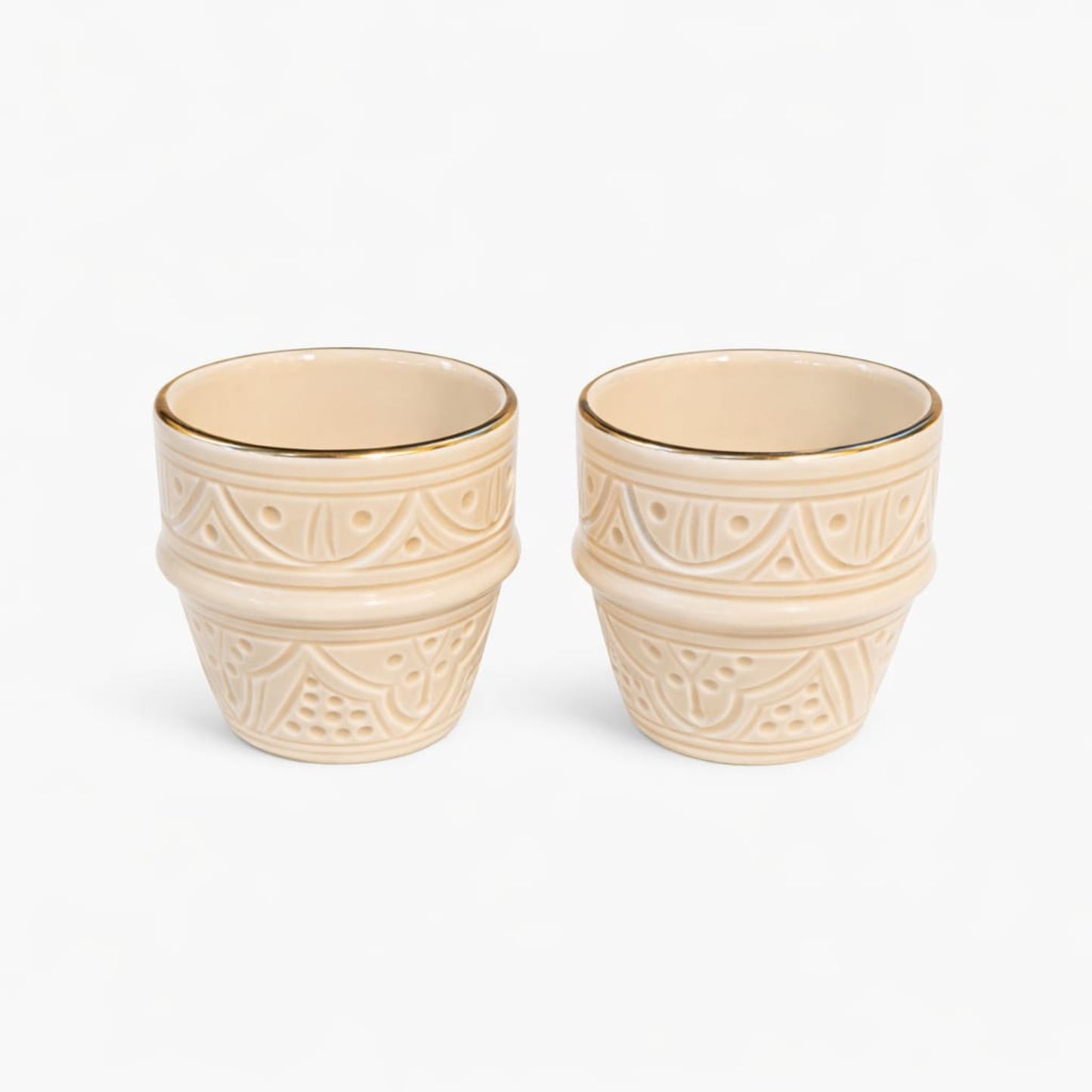 Espresso Ceramic Cup Impression Gold Set of 2
