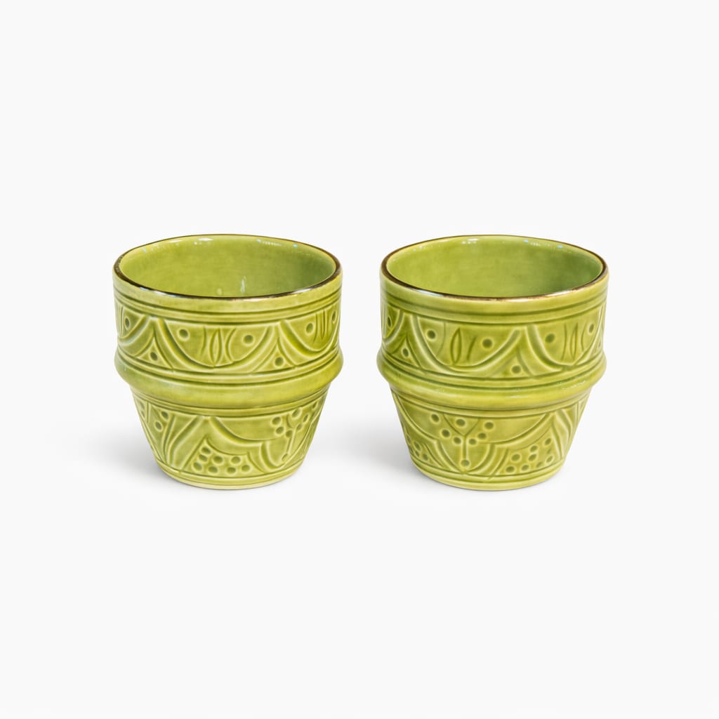 Espresso Ceramic Cup Impression Gold Set of 2