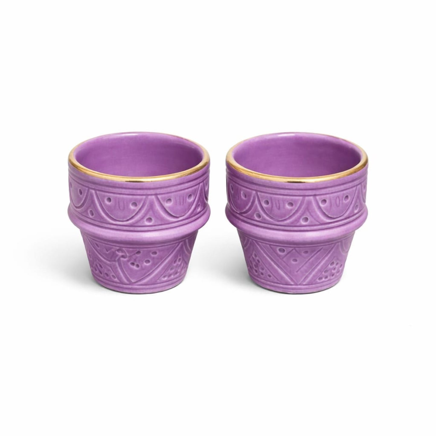 Espresso Ceramic Cup Impression Gold Set of 2