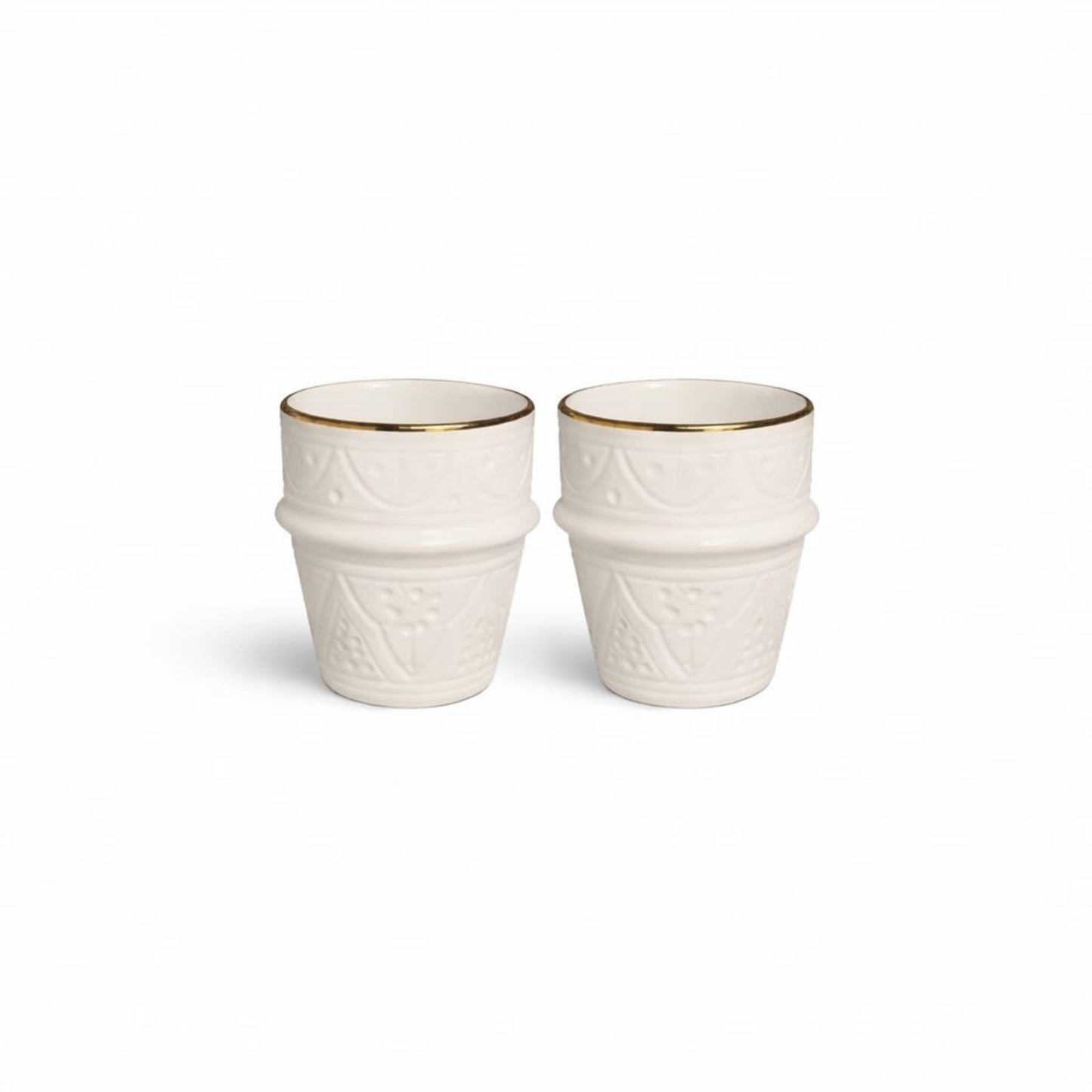Medium Ceramic Beldi Cup Impression Gold Set of 2