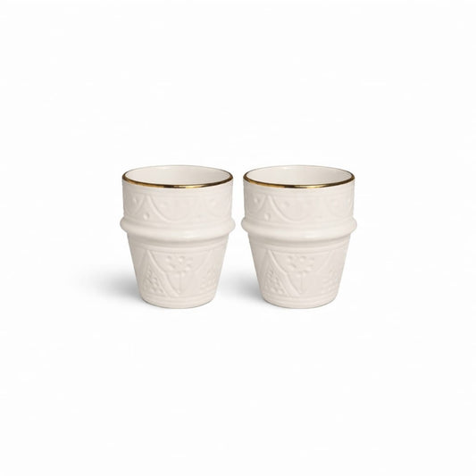 Medium Ceramic Beldi Cup Impression Gold Set of 2
