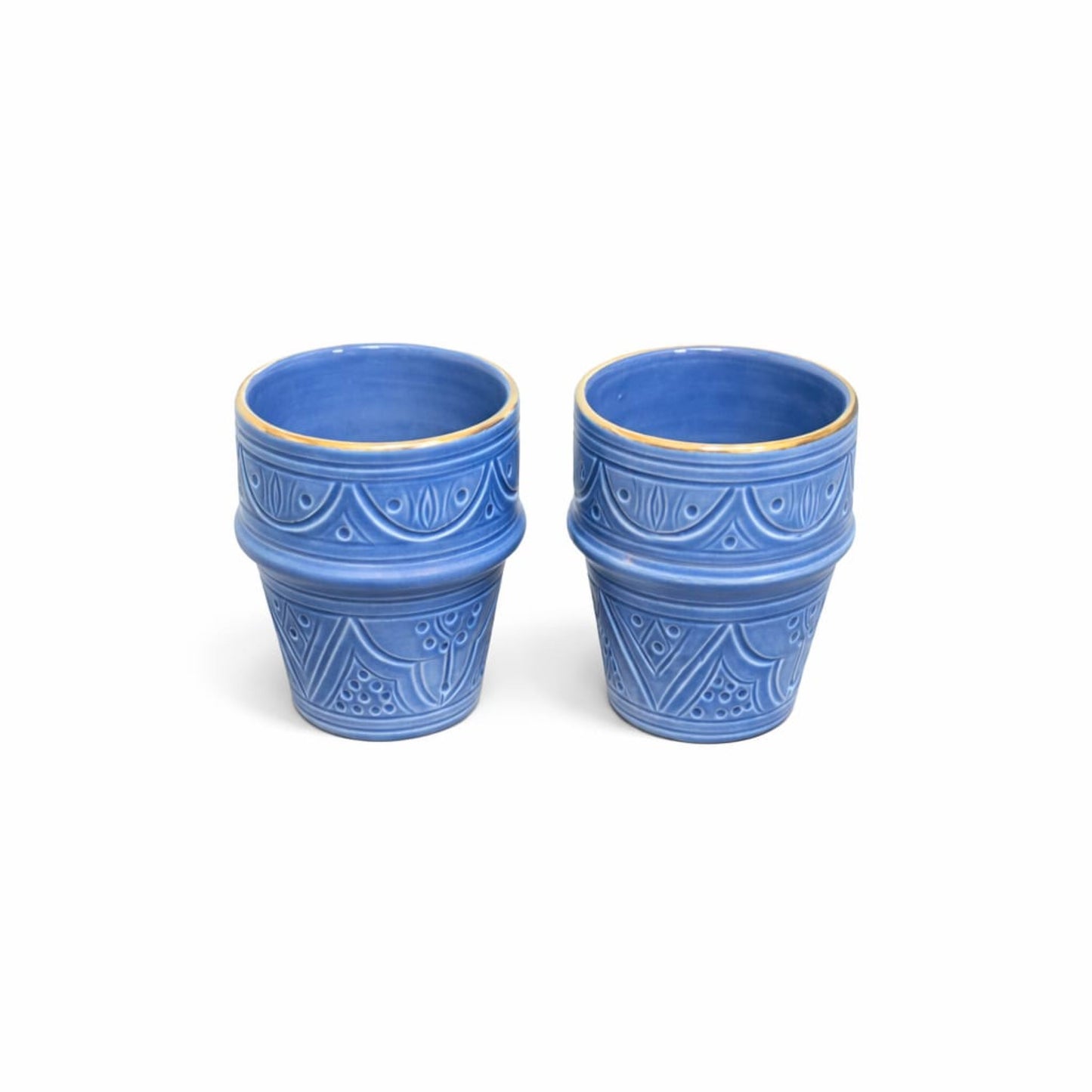 Medium Ceramic Beldi Cup Impression Gold Set of 2