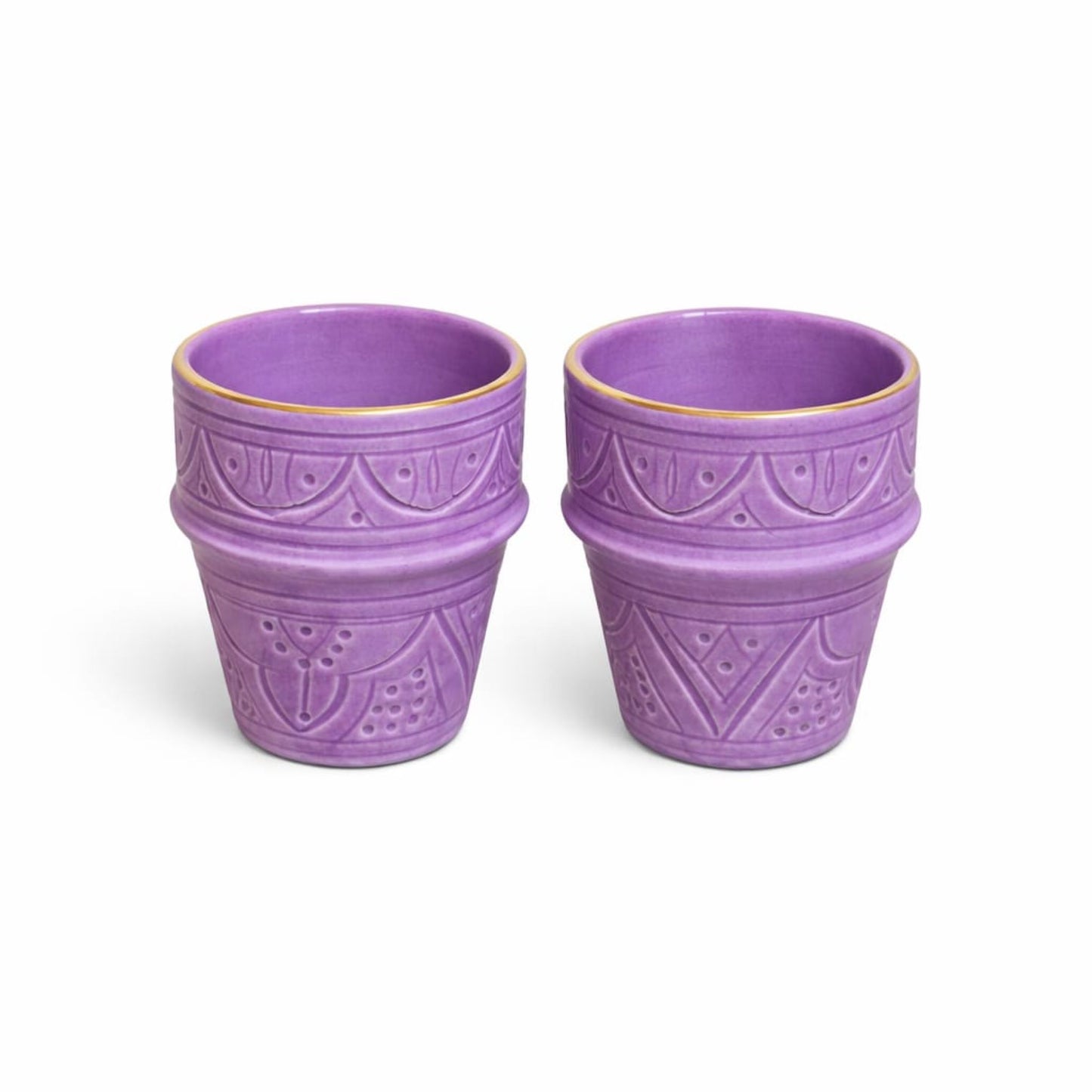 Medium Ceramic Beldi Cup Impression Gold Set of 2