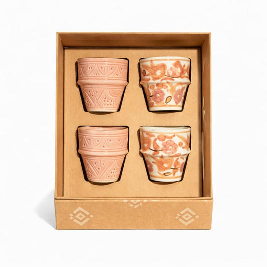 Box of 4 Espresso Cups Blush Gold Ceramic