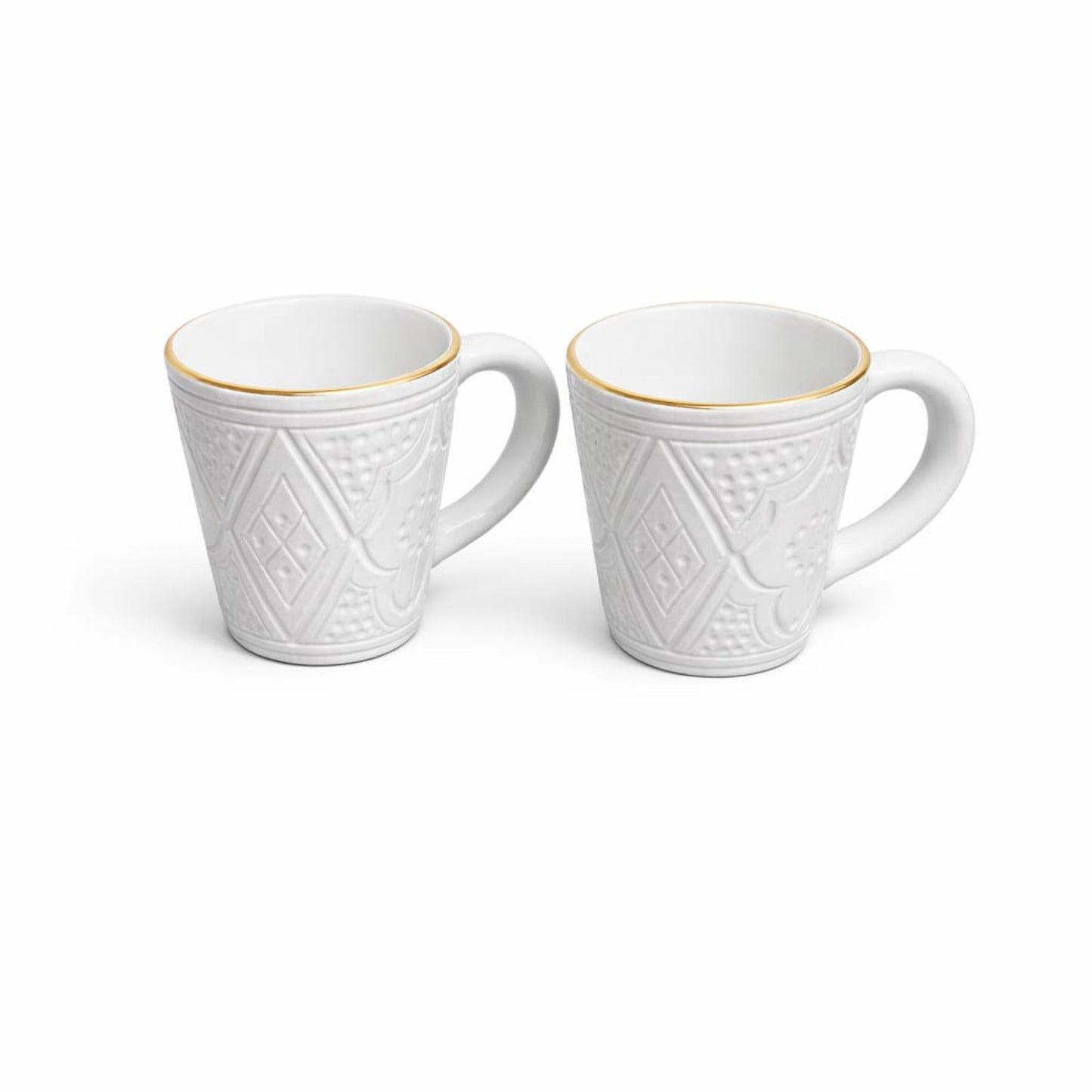 Small Ceramic Mug Gold Impression Set of 2