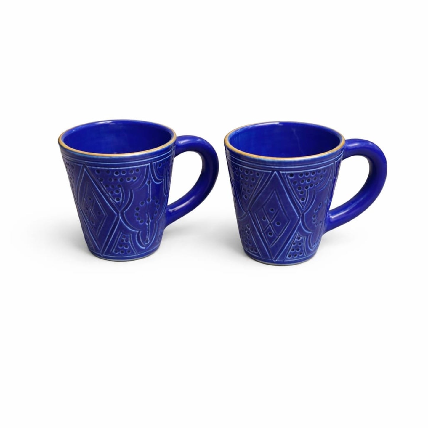 Small Ceramic Mug Gold Impression Set of 2