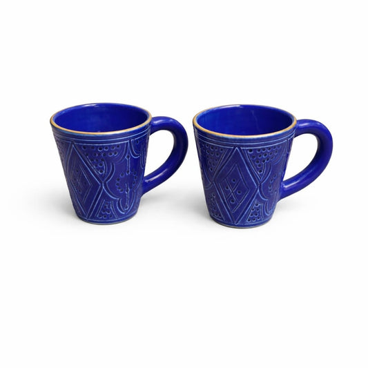 Small Ceramic Mug Gold Impression Set of 2