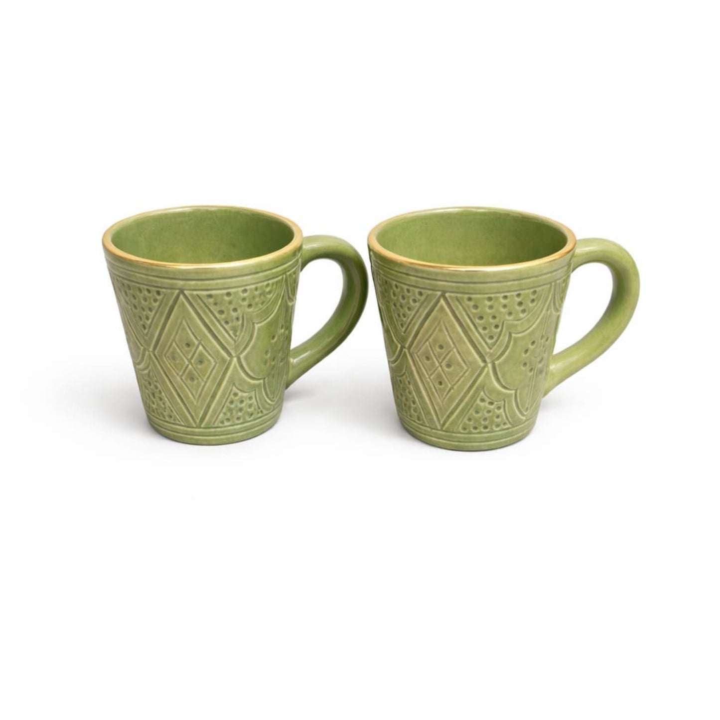 Small Ceramic Mug Gold Impression Set of 2
