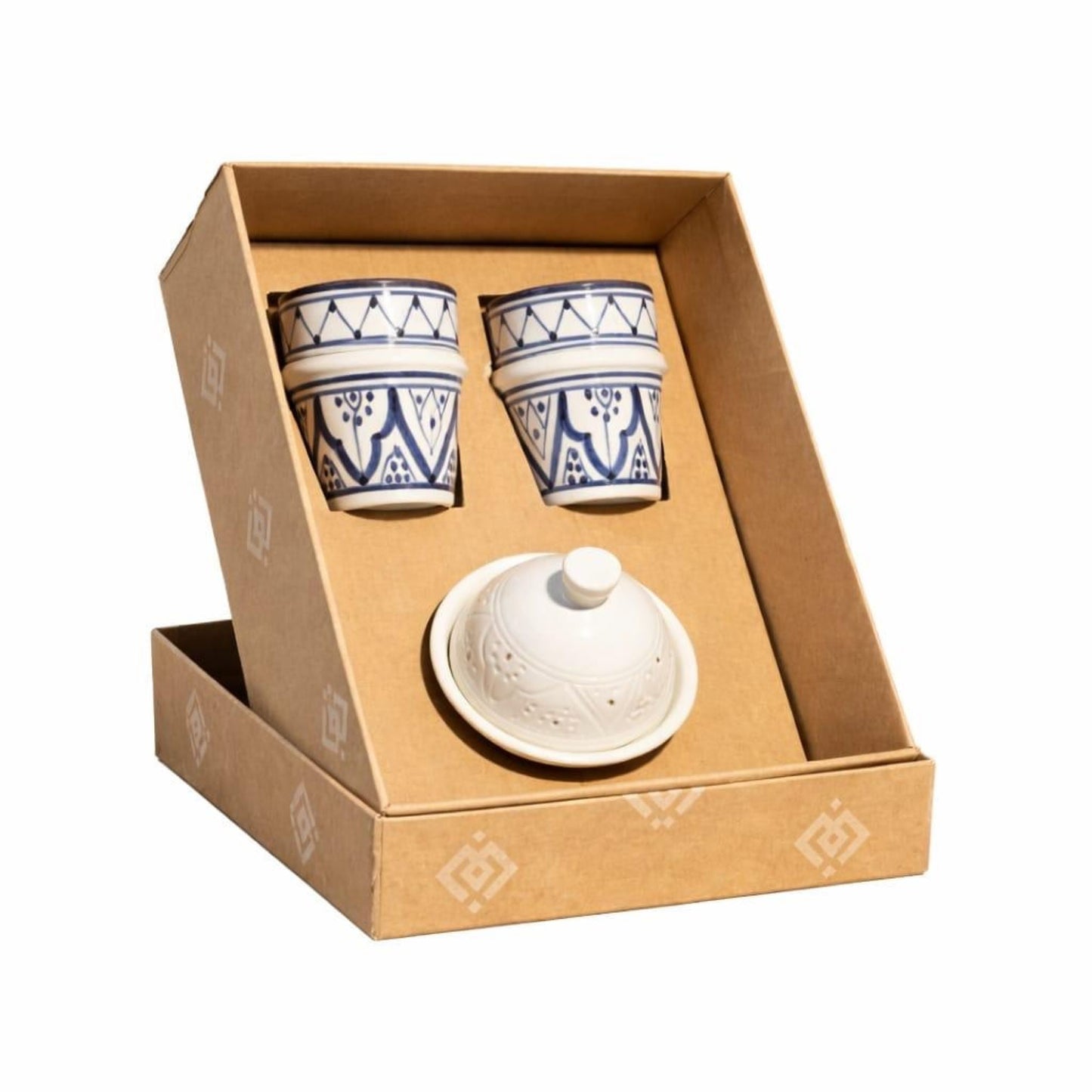 Butter Dish with 2 Majorelle Blue Cups Gift Set