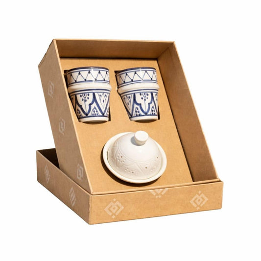 Butter Dish with 2 Majorelle Blue Cups Gift Set