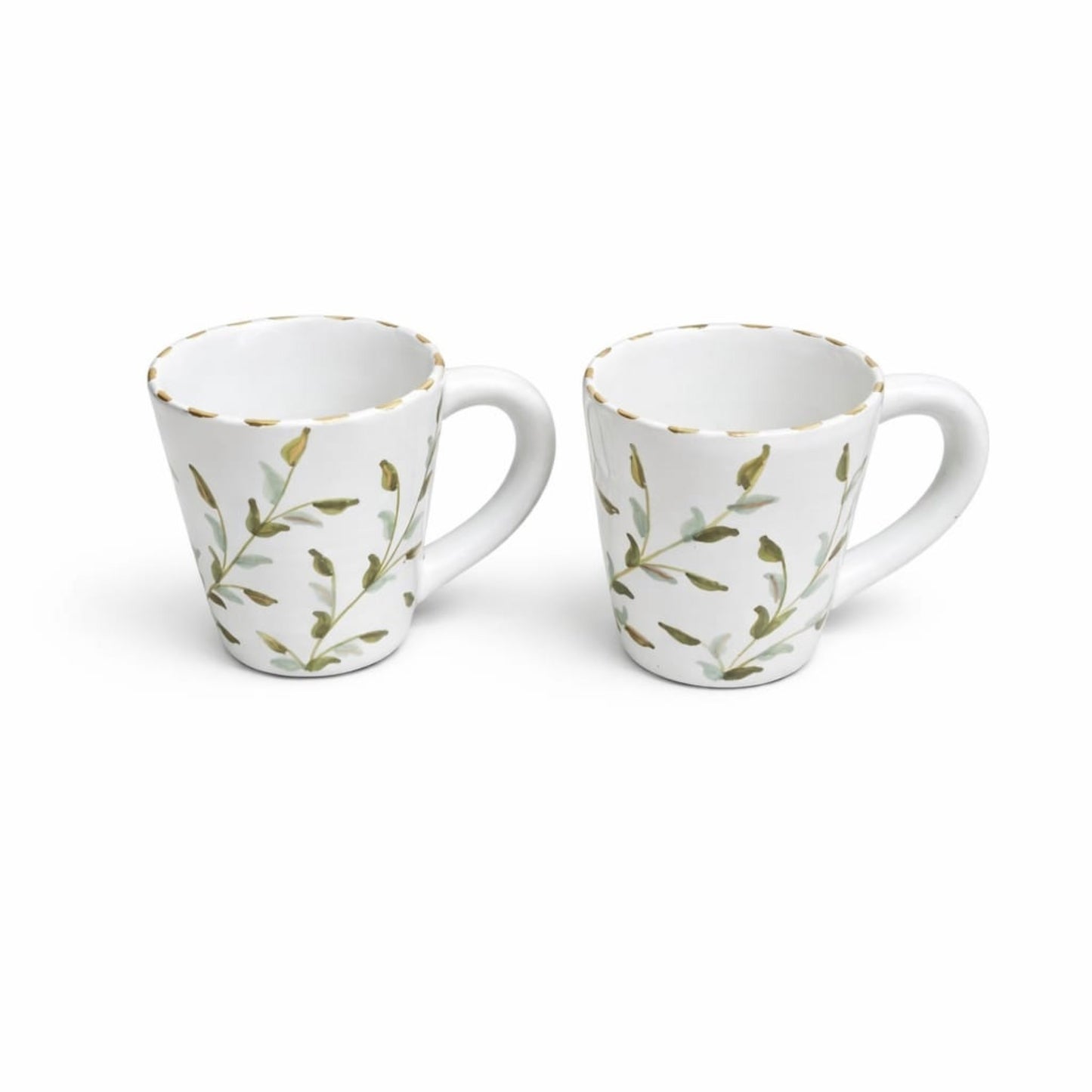 Small Mug Leaves Gold Ceramic Set of 2