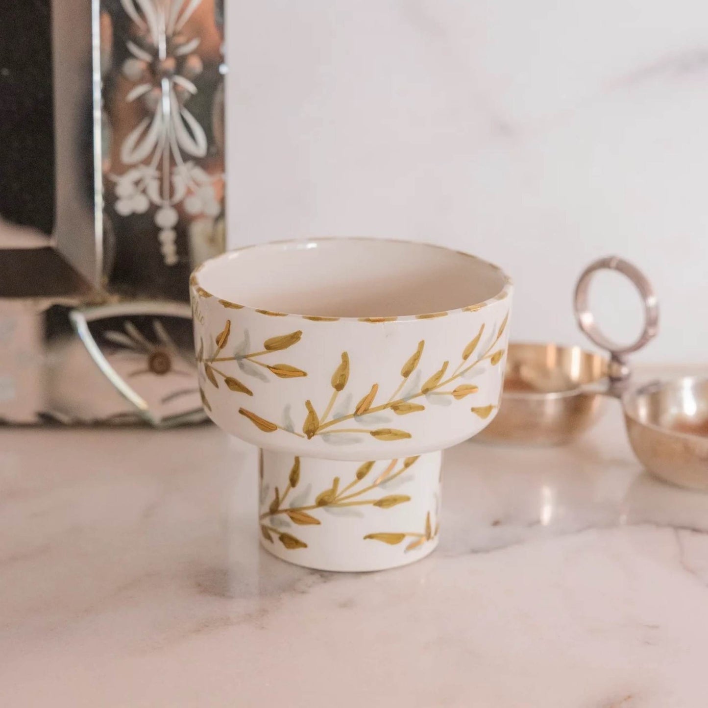 Small Bowl Aperitivo Leaves Gold Ceramic