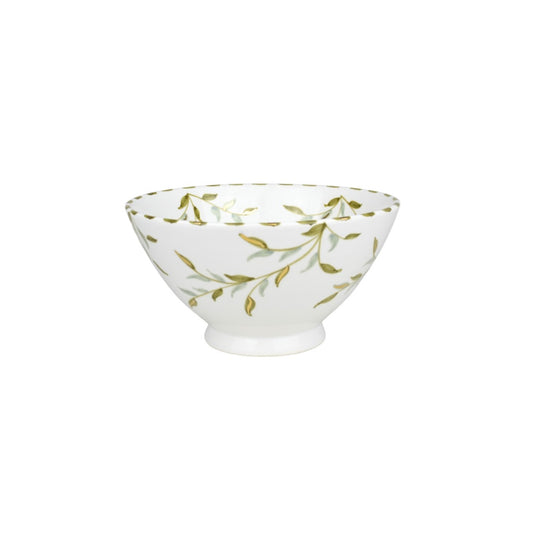 Conical Bowl Leaves Gold Ceramic