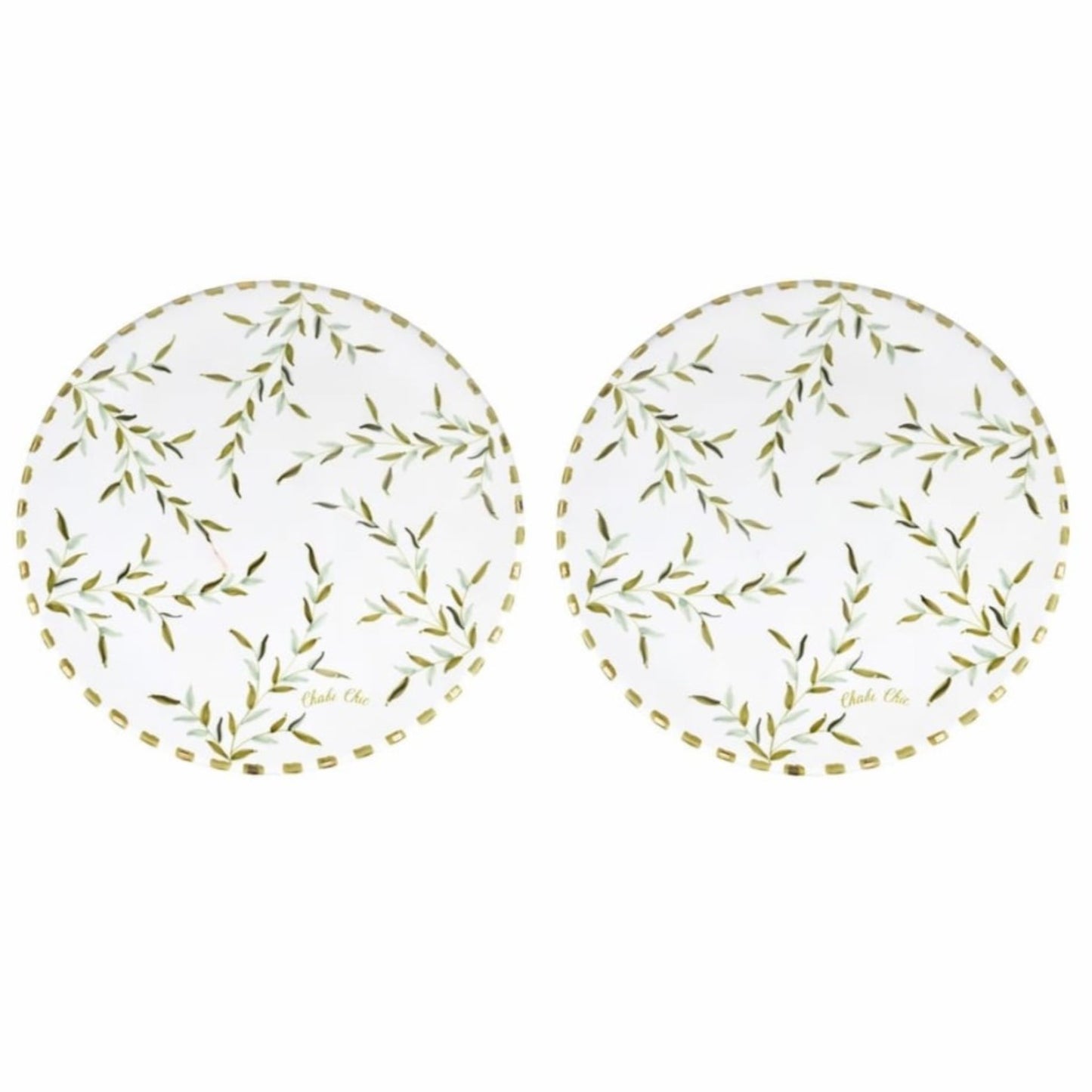 Plates Gold Leaves Ceramic Set of 2