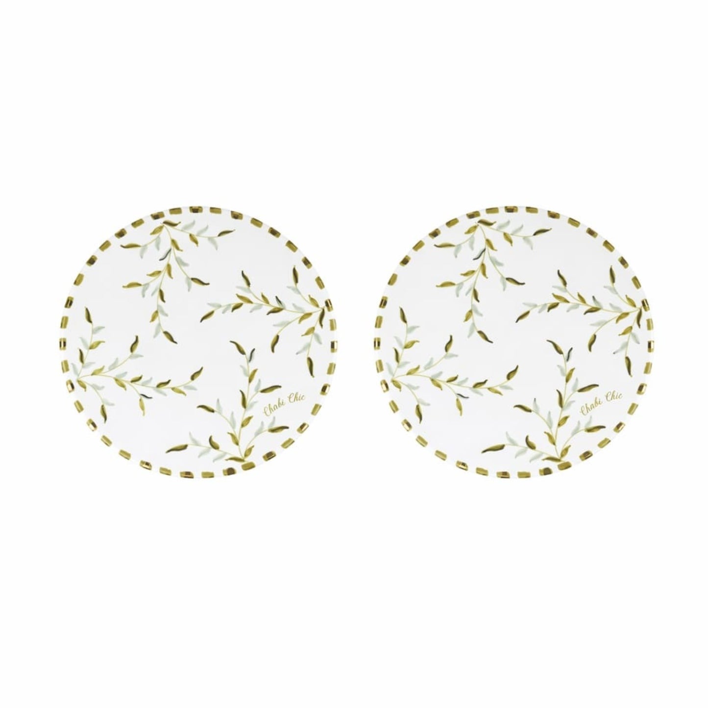 Plates Gold Leaves Ceramic Set of 2