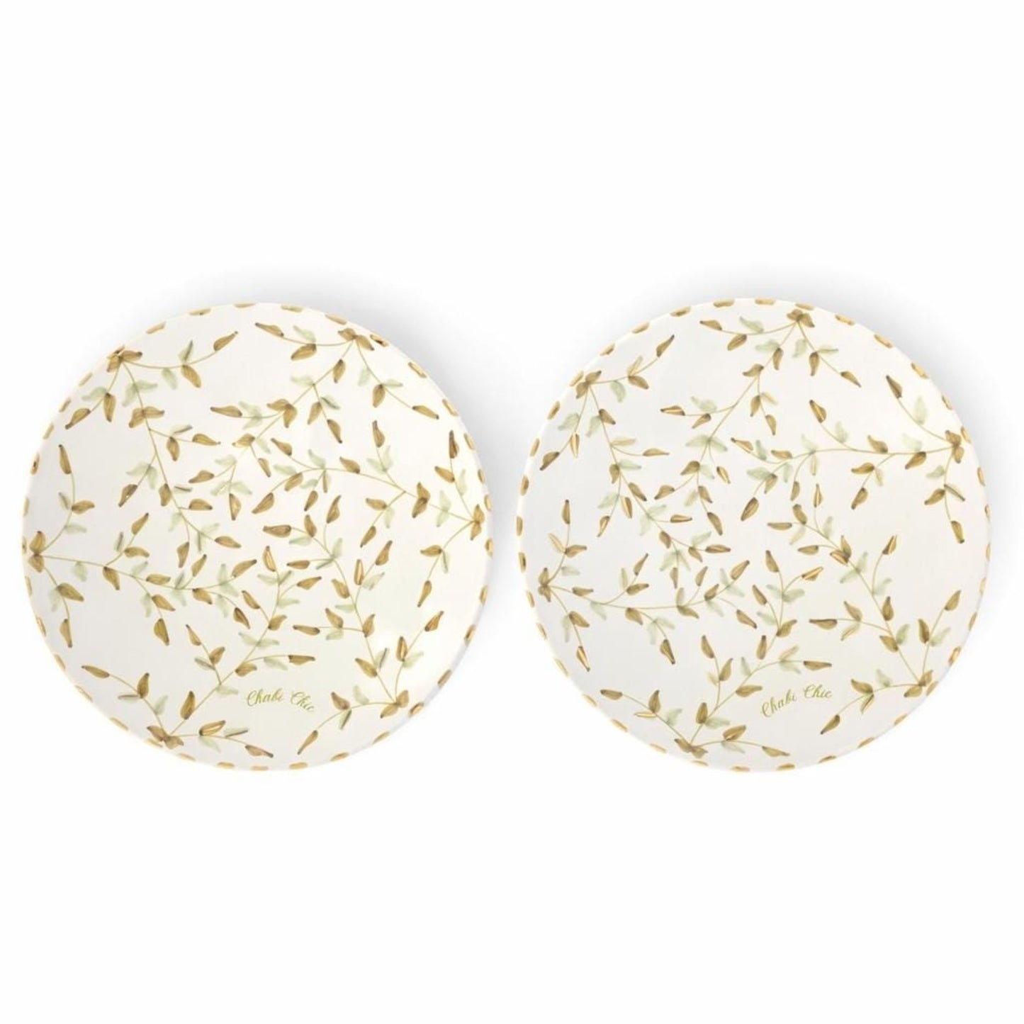 Plates Gold Leaves Ceramic Set of 2