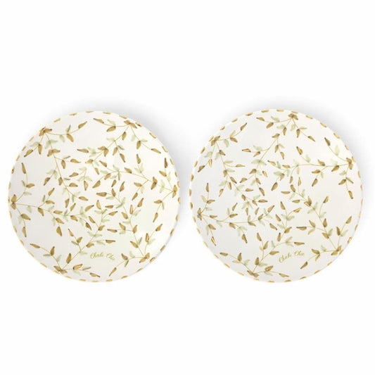 Plates Gold Leaves Ceramic Set of 2