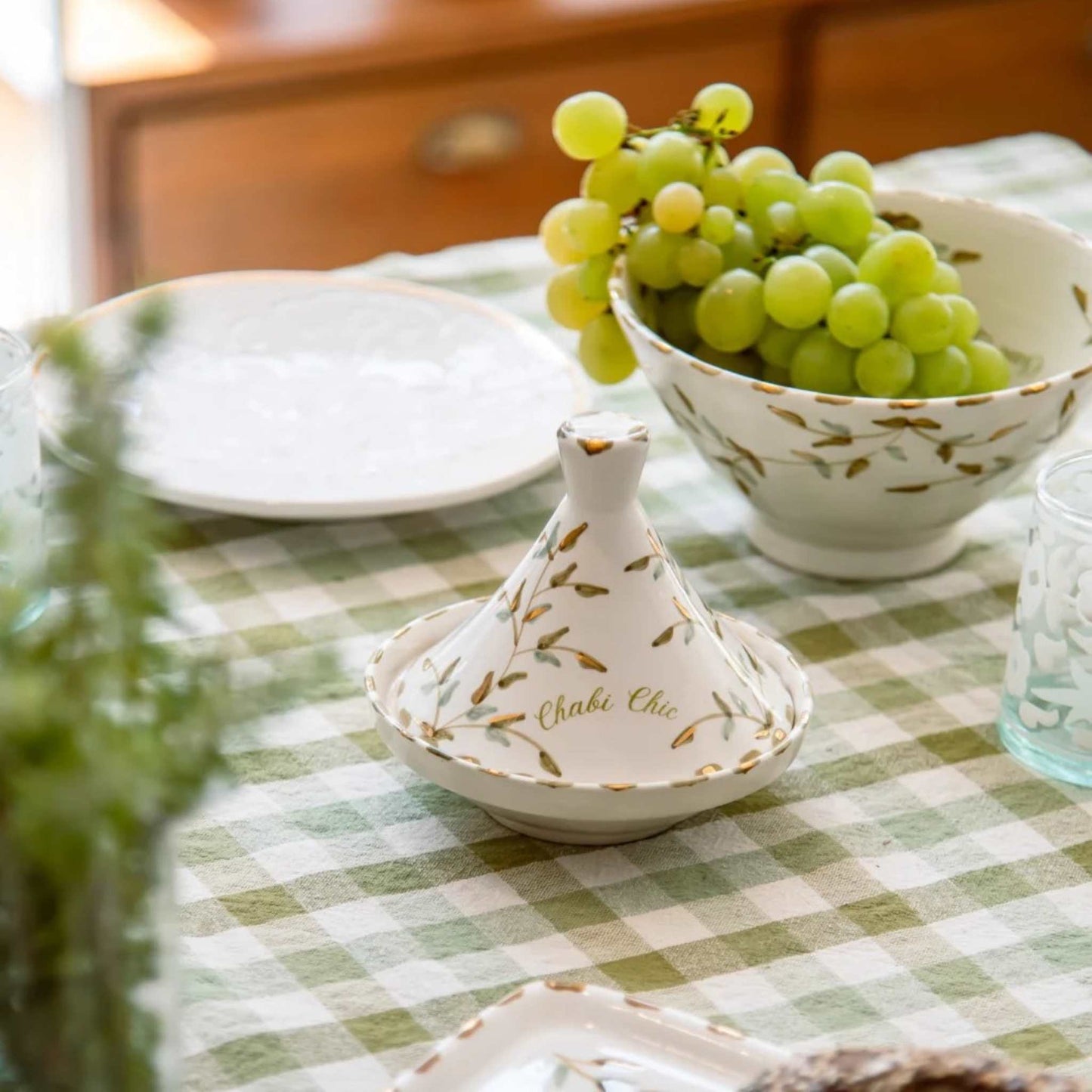 Small Tajine Flower Gold Ceramic