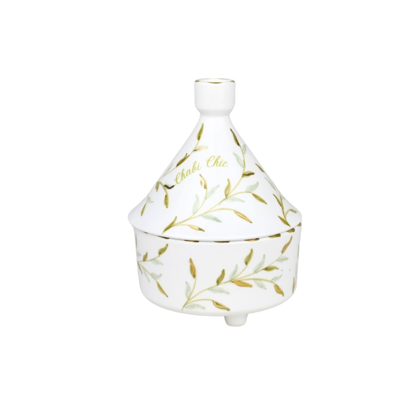 Medium Tajine Box Leaves Gold Ceramic