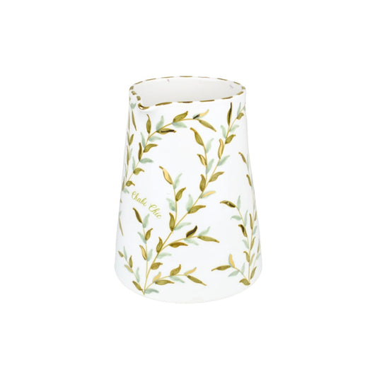 Large Leaves Gold Ceramic Pitcher