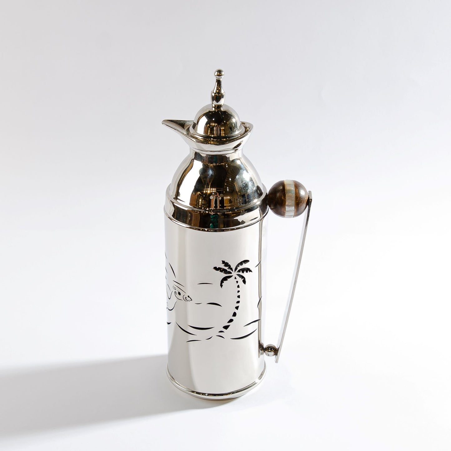 Silver Coffee Thermos Camel & Palm Embossed