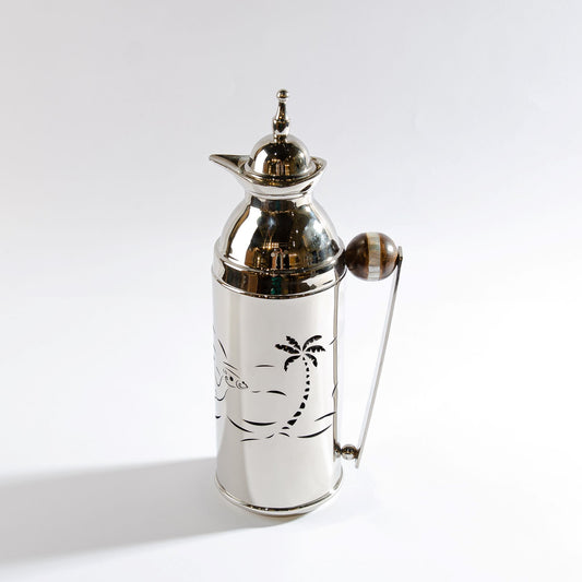 Silver Coffee Thermos Camel & Palm Embossed