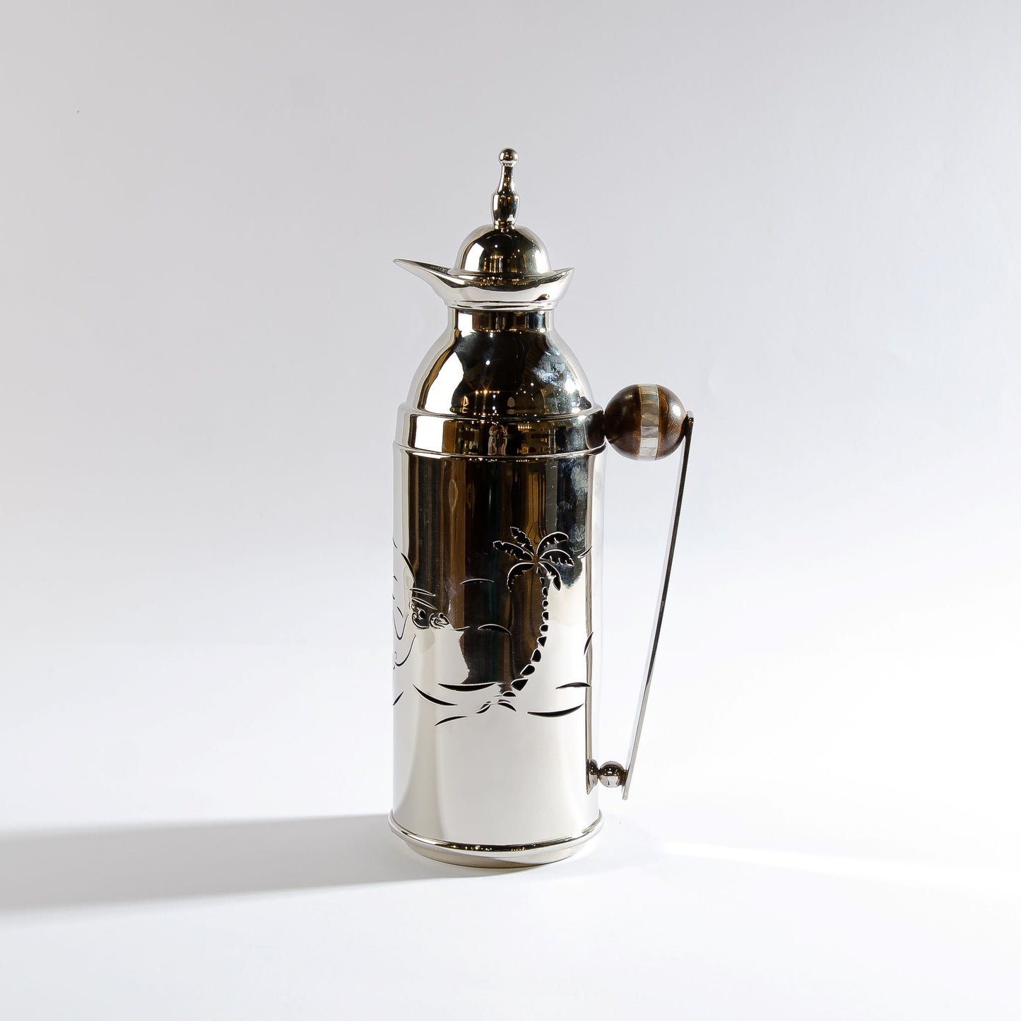 Silver Coffee Thermos Camel & Palm Embossed