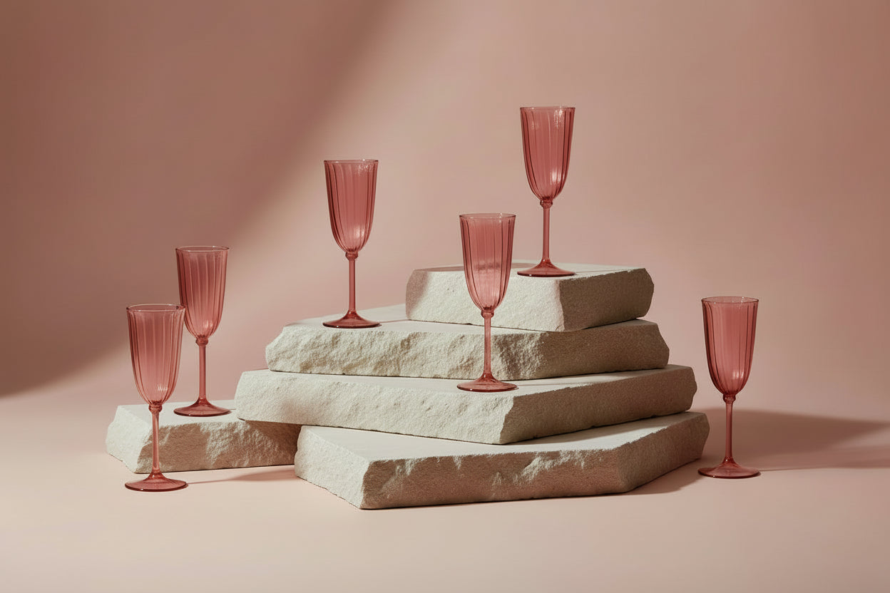 Pink Gratitude Glasses Set of 6