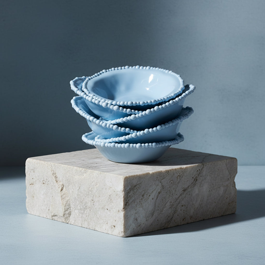 Soup Bowl Joke Table Aqua Set of 6