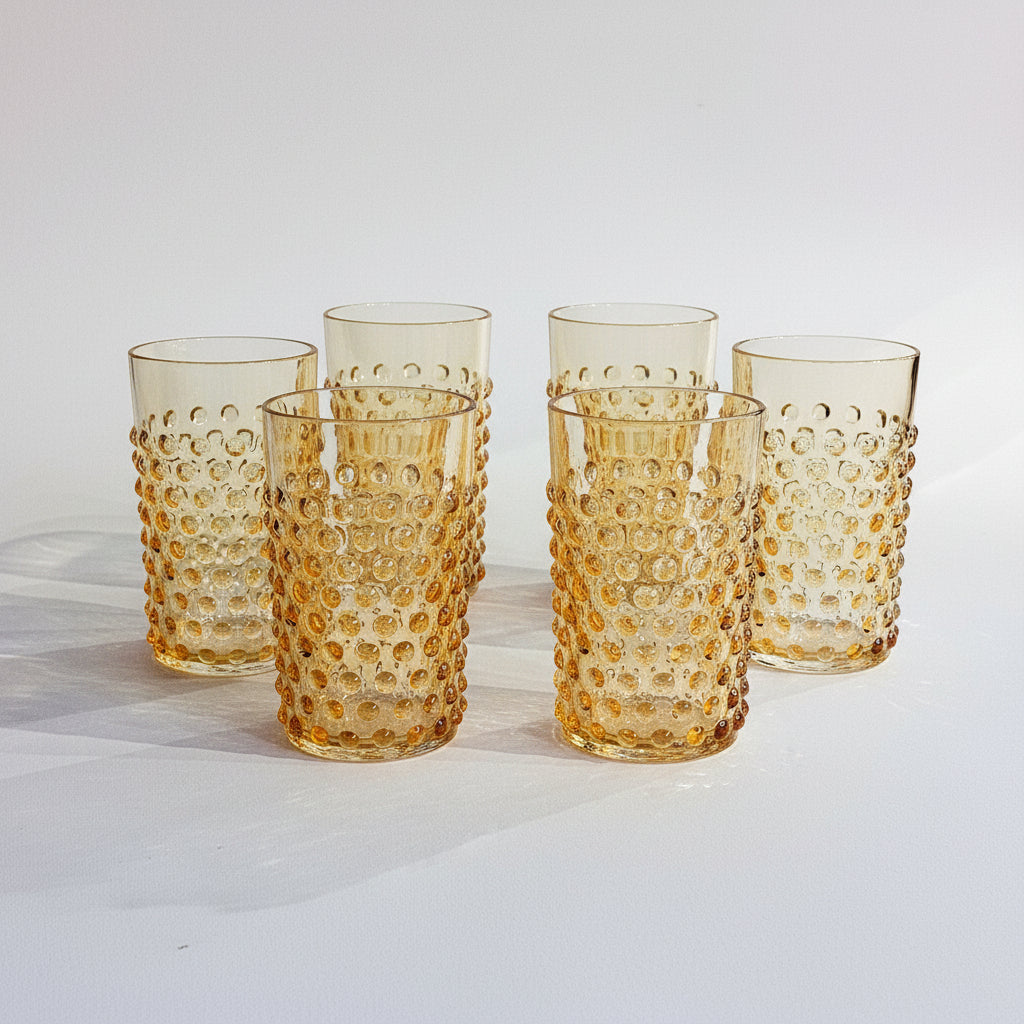 Hobnail Tumblers Underlay Amber Set of 6