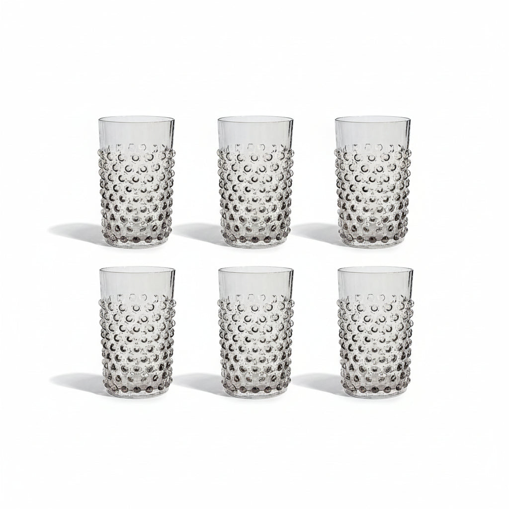Hobnail Tumblers Underlay Black Smoke Set of 6