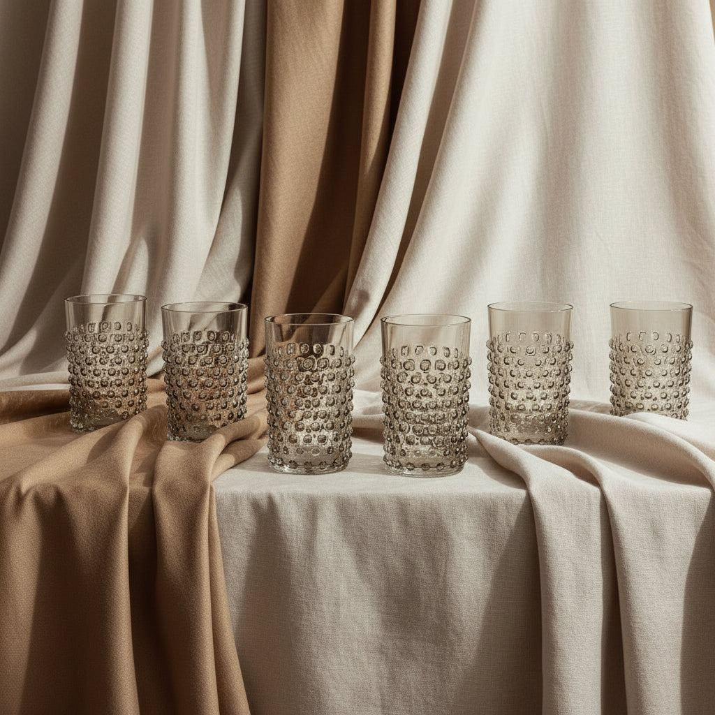 Hobnail Tumblers Underlay Black Smoke Set of 6