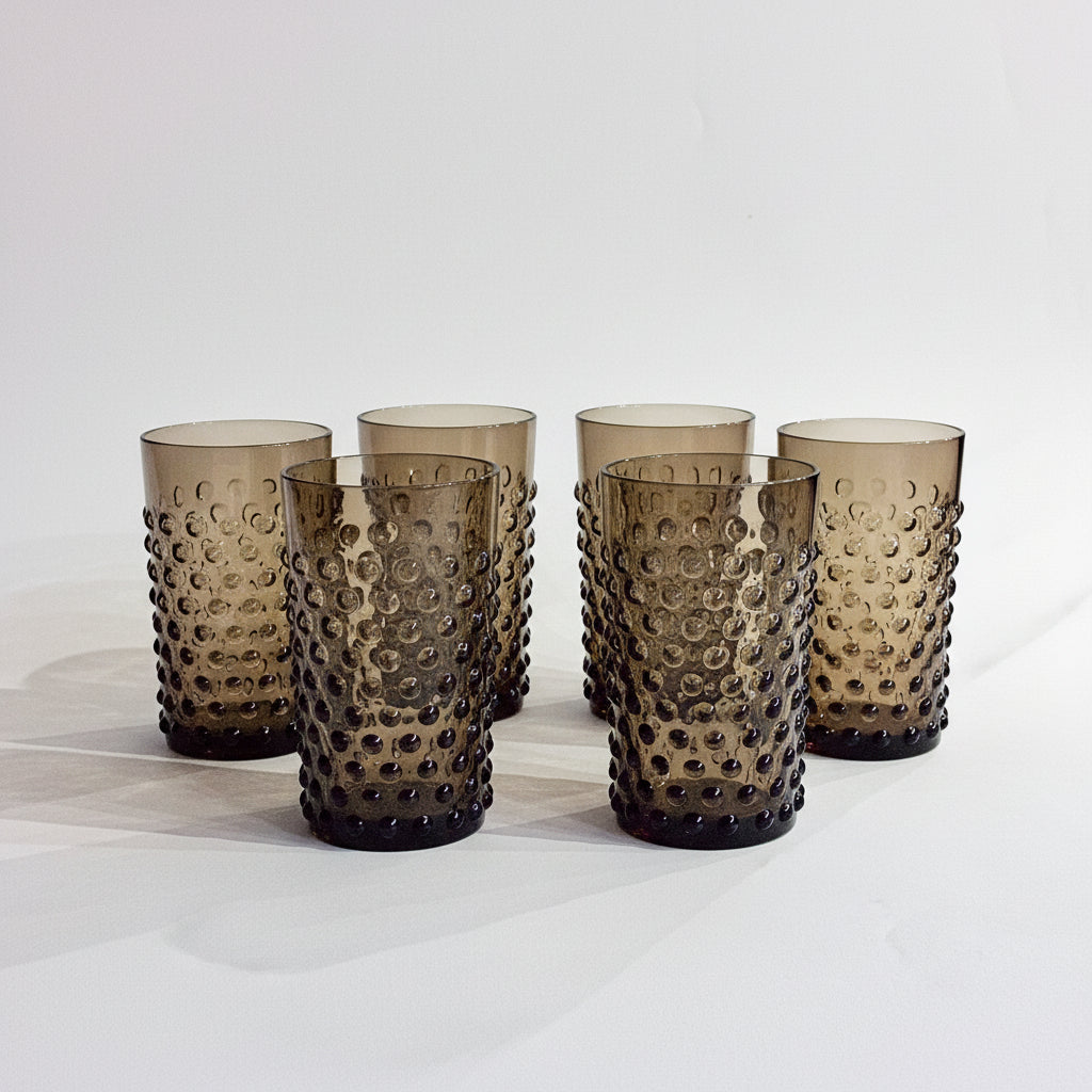 Hobnail Tumblers Black Smoke Set of 6