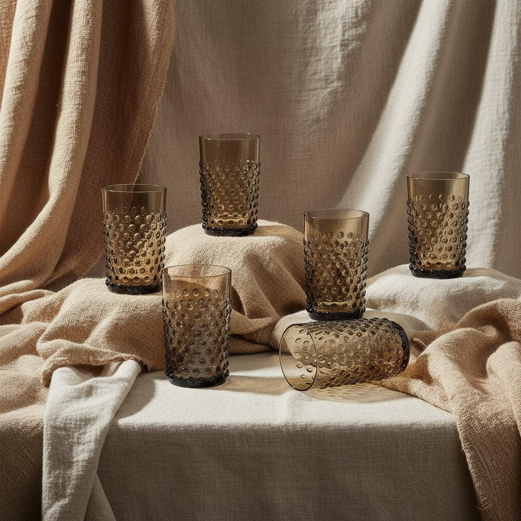 Hobnail Tumblers Black Smoke Set of 6