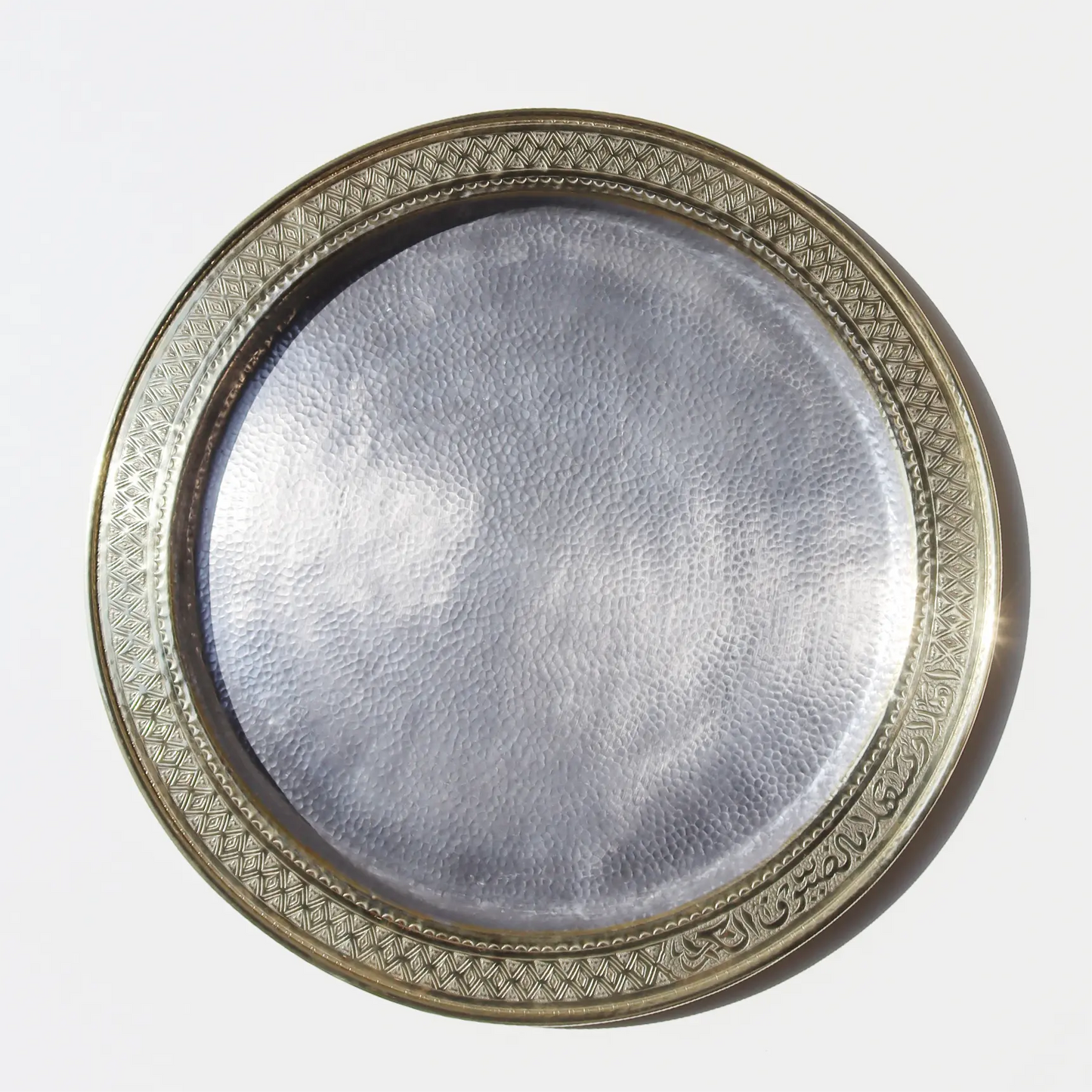 Gold & Silver Arabic Engraved Tray Round - Pieces SA