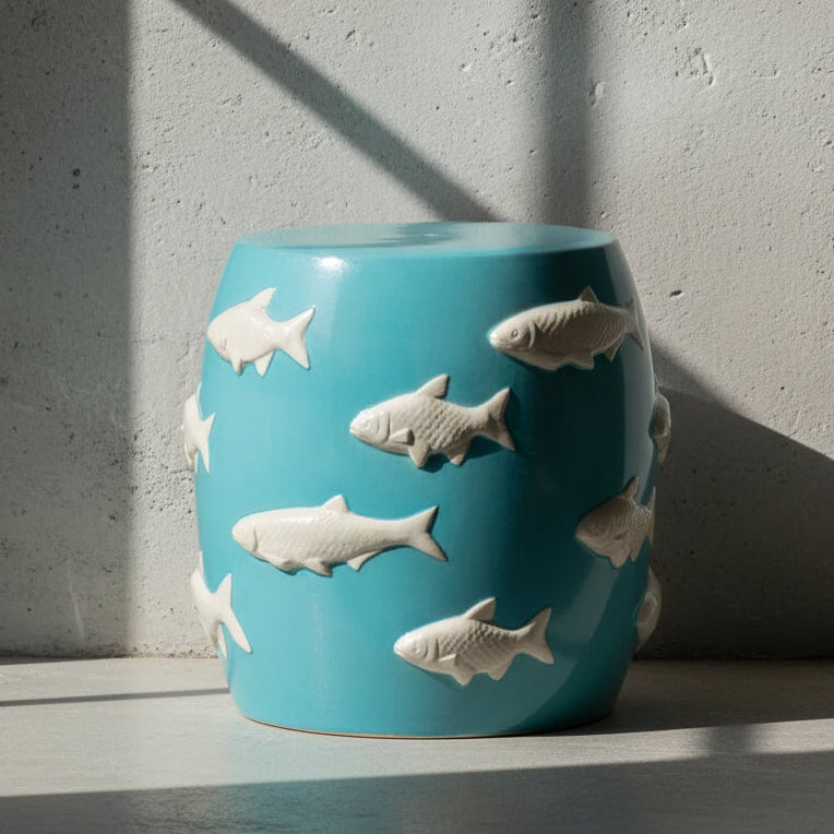 Fishes Stool Blue Design