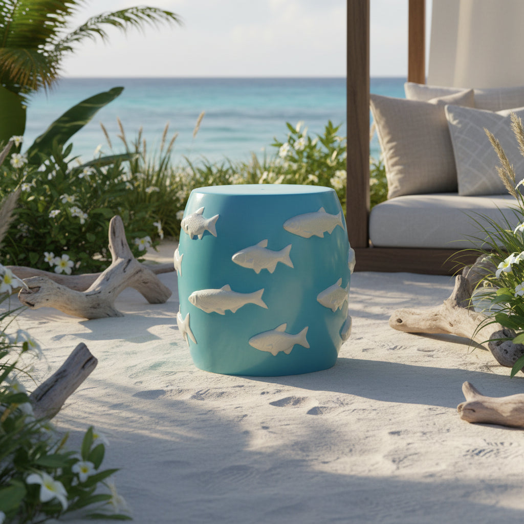 Fishes Stool Blue Design