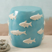 Load image into Gallery viewer, Fishes Stool Blue Design
