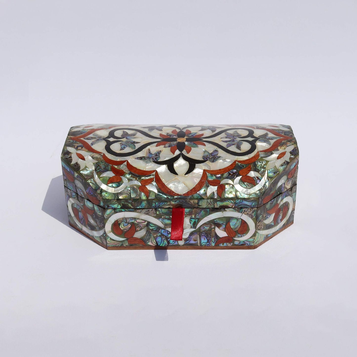 Wooden Jewelry Box Sadaf Floral Engraved